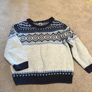Janie and Jack Blue and White Patterned Sweater